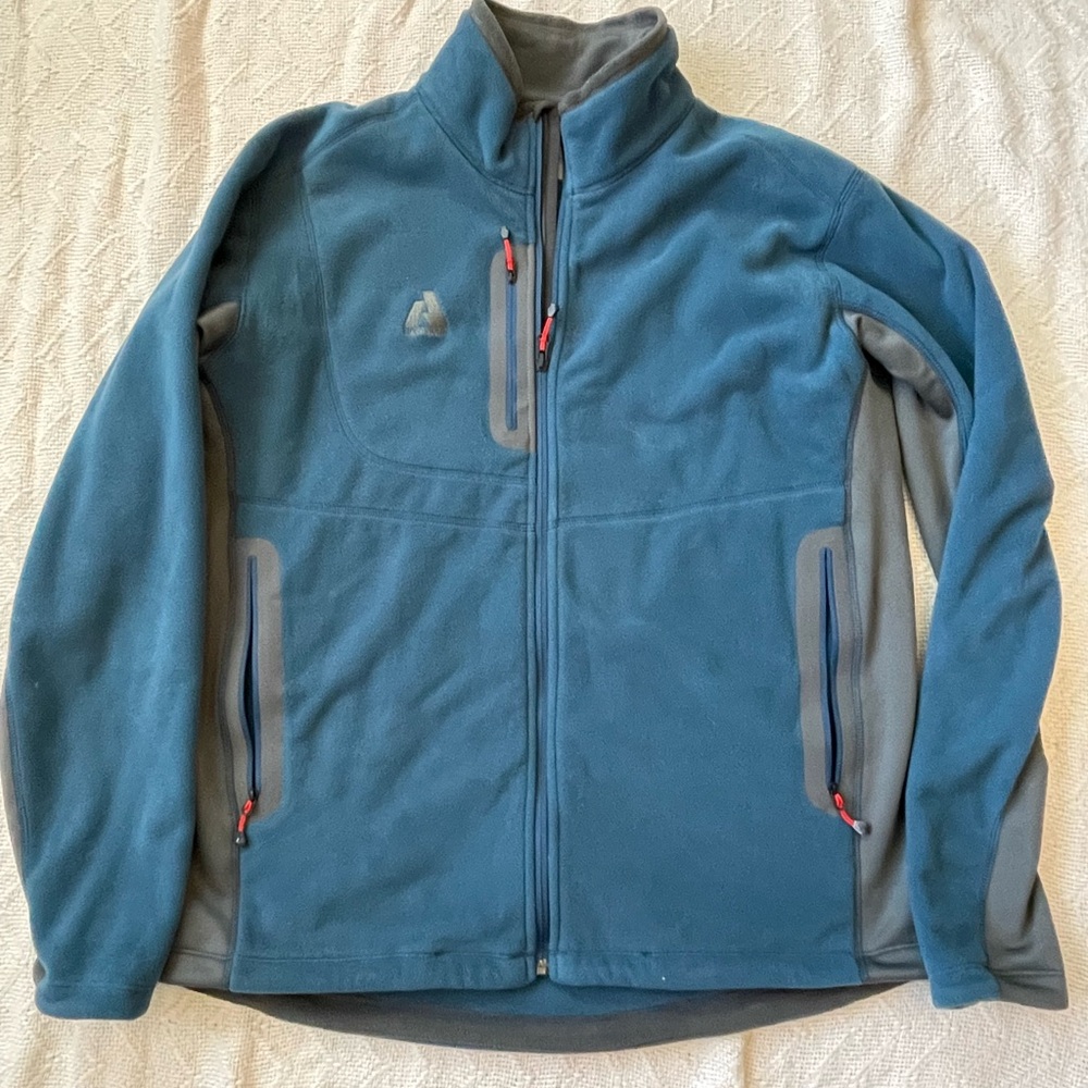 Eddie Bauer First Ascent Men’s XL Blue Gray Full Zip Fleece Jacket Worn Twice